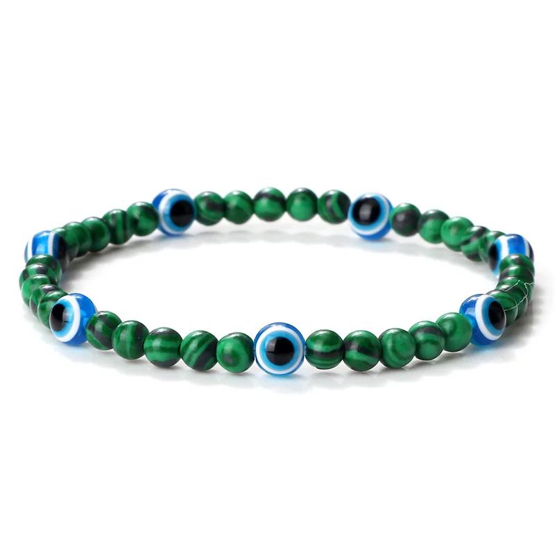Türkisches blaues Armband mit bösen Augen, 4 mm Mini-Perlen, natürliches Tigerauge, Lavastein, Glücksarmbänder für Frauen und Männer, Schmuck, Pulseras Homme