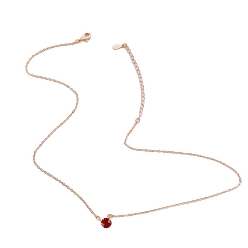Korean Style Red Diamond Cat Pendant Necklace - Elegant and Cute