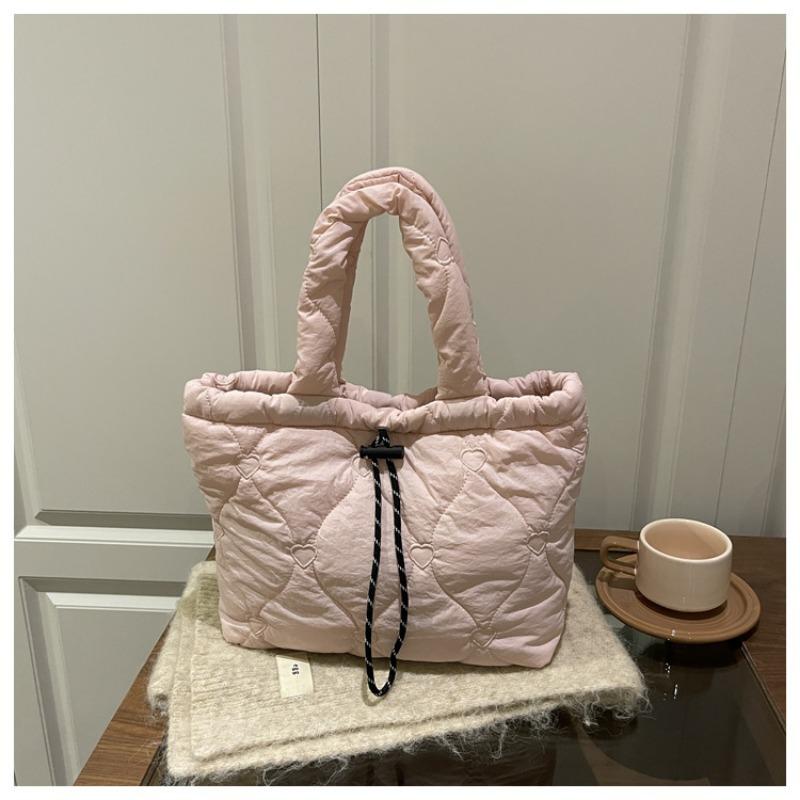 Fashionable Cotton-padded Jacket, Embroidered Single-shoulder Bag, Large-capacity Casual Tote Bag, Pleated Bucket Bag