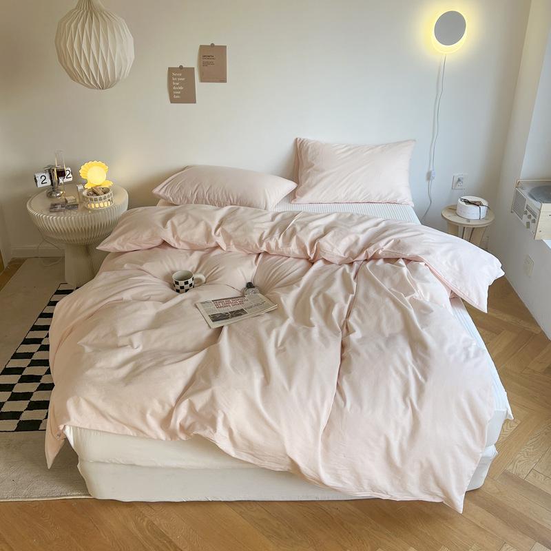 Ins Solid Color Washed Cotton Quilt Cover Single and Double Four Seasons Pure Cotton Quilt Cover