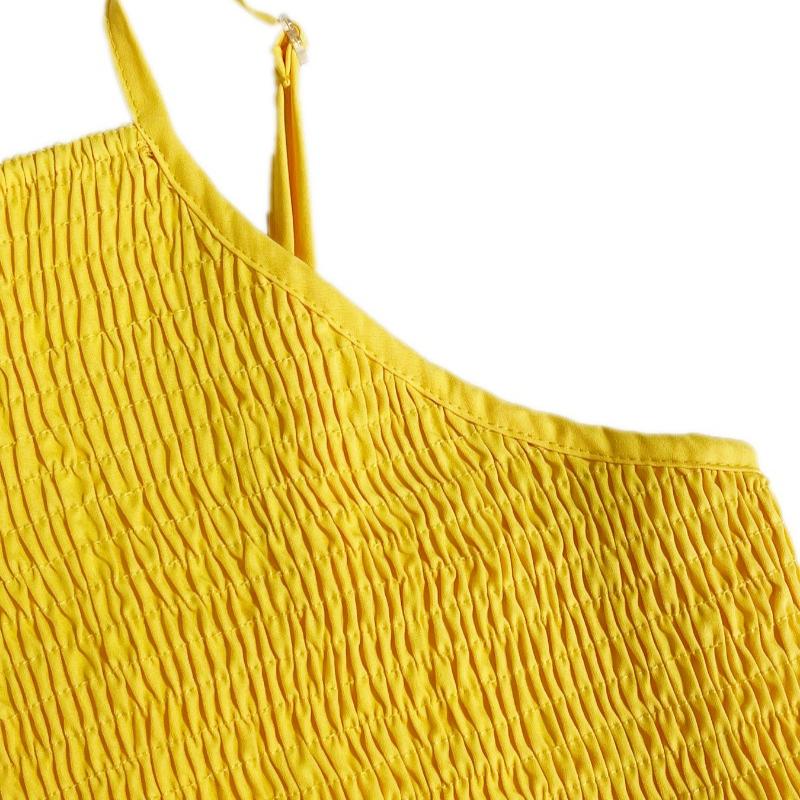 Módní sexy šaty bez rukávů pro ženy, letní prázdninové šaty s odhalenými zády a střihem, ležérní dlouhé šaty pro ženy, vintage nepravidelný vysoký pas, žluté šaty 26205