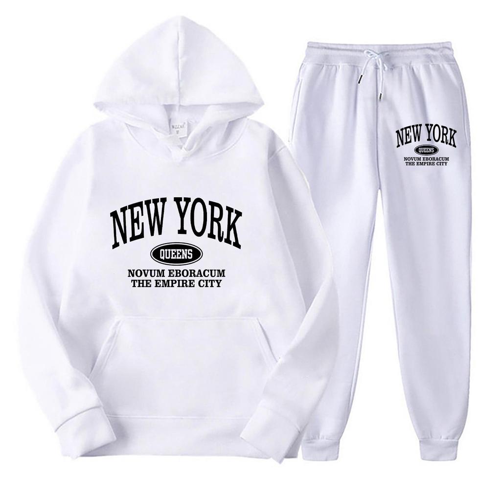 New Men's European & American Hoodie Sweatshirt Two-Piece Casual Sportswear Set