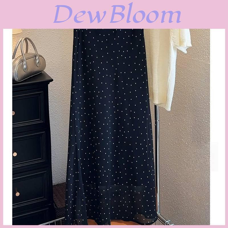Fish Tail Skirt For Women With Polka Dot Pattern Summer Chiffon High Waist Retro Fashion