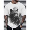 Funny Animal 3D Digital Printed Men's Casual and Fashionable Round Neck Short Sleeved T-shirt