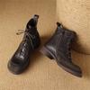 Fashion New Autumn Winter Genuine Leather Women Boots Fashion Lace Ankle Boot for Women Short Boots Shoes Chunky Heel Botines Mujer