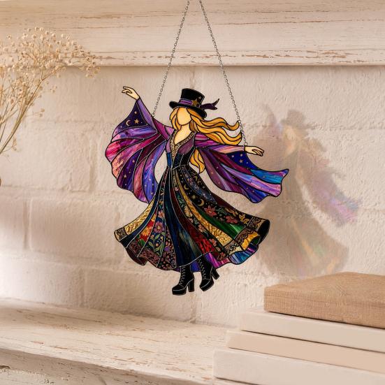 Cattura Sole Ballerina, Girandola in Vetro Colorato Fatta a Mano, Cattura Luce Solare da Appendere Boho per Finestra Giardino Portico Decorazione