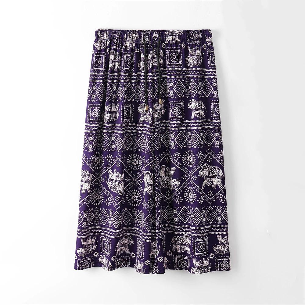 Elephant Pants Loose Legs Adjustable Elastic High Waistband Strap Rope Women Men Unisex Print Thailand Casual Streetwear Beach Bohemian Retro Vintage