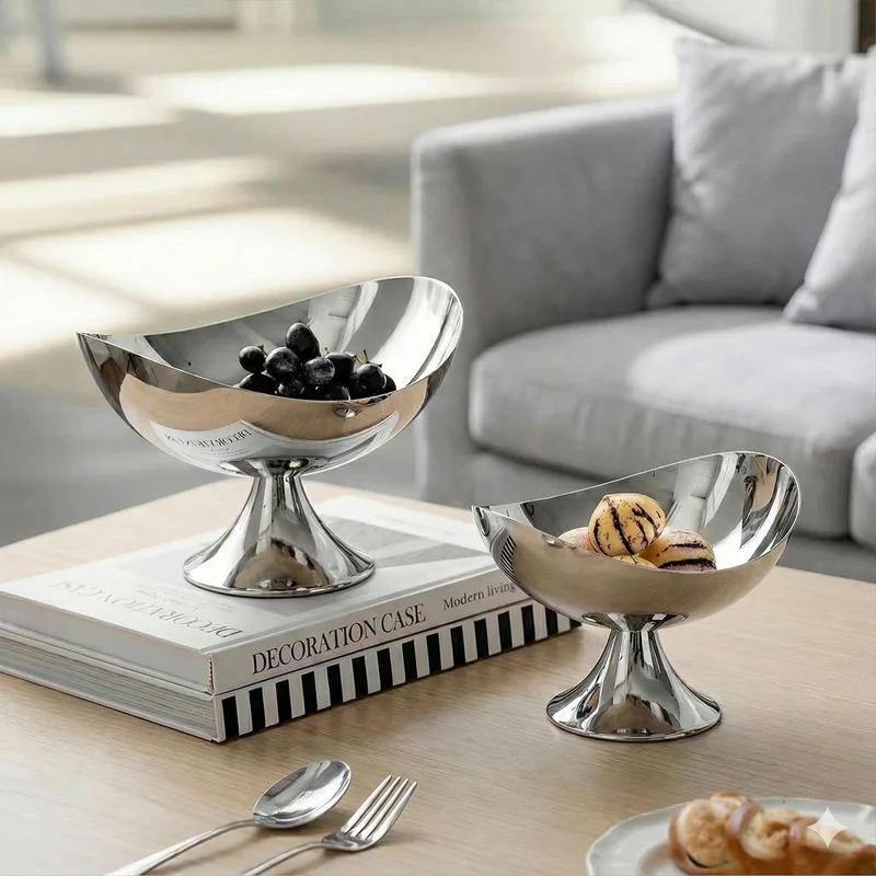 Silver Plated Iron Desktop Storage Tray Ornaments Crafts Home Livingroom Dining Table Snack Fruit Storage Plate Decoration Items