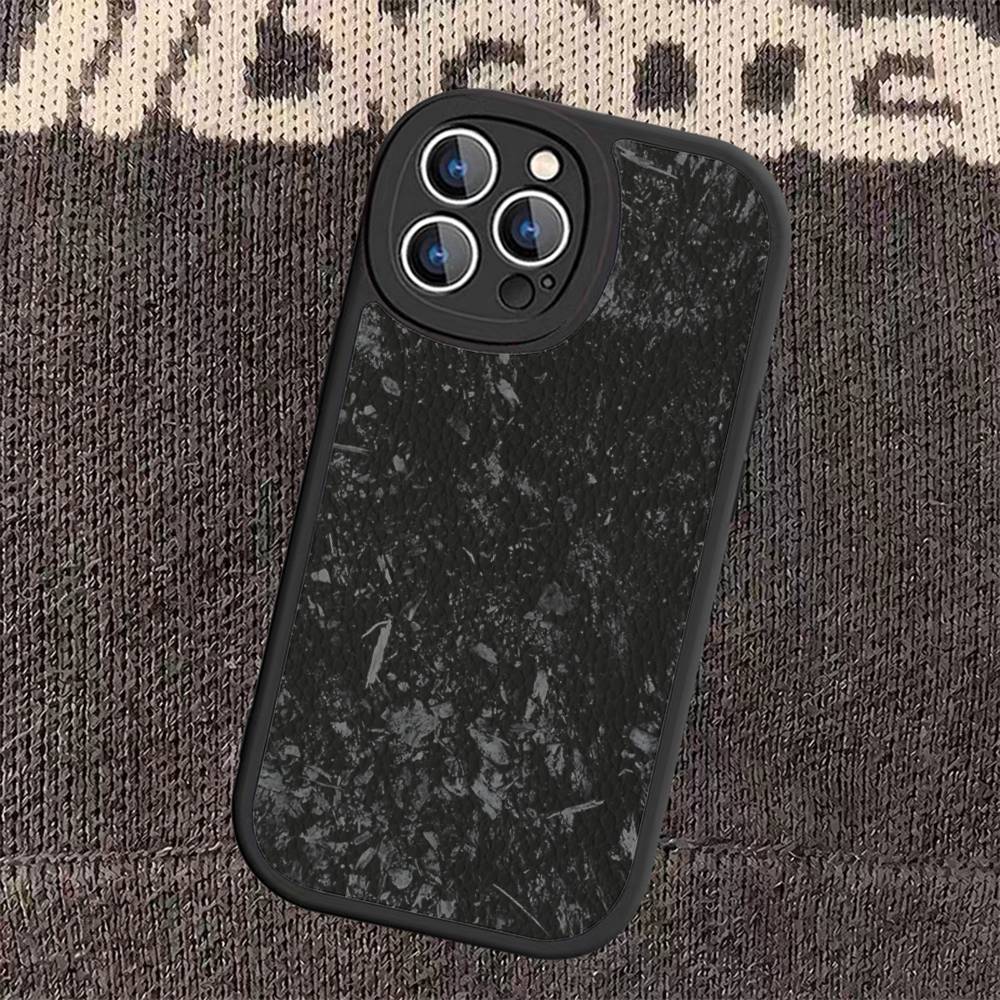 Forged Carbon Fundas Leather Phone Case For IPhone 16 16e 15 14 13 12 11 Pro Max Plus Mini Cover