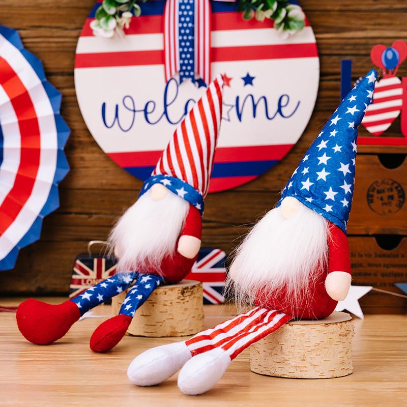 American New Independence Day Striped Star Hanging Gnome Plush Figurine Gift