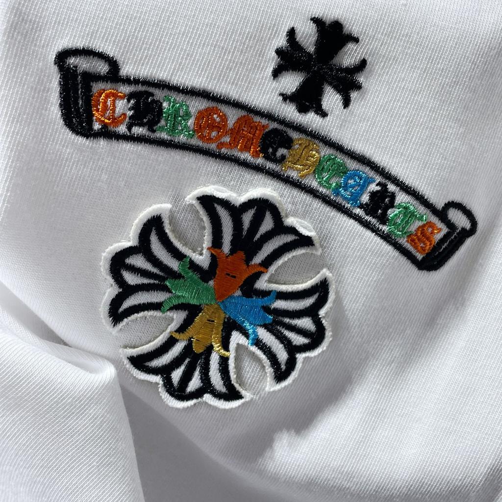 8719 CHROME HEARTS 2025 Verano Nueva Camiseta de Algodón de Alta Calidad con Cuello Redondo Suelta de Talla Grande para Hombre y Mujer Camiseta para Pareja