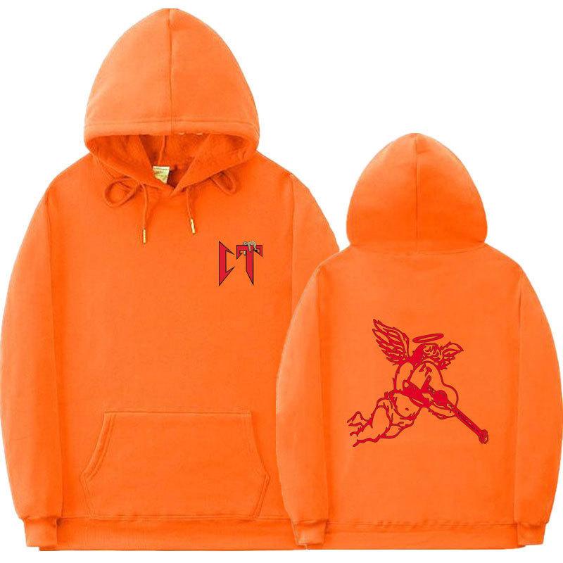 Ribbed bottom pendulum fashion printed sweatshirt loose hoodie autumn and winter men's and women's casual sports sweater top jacket