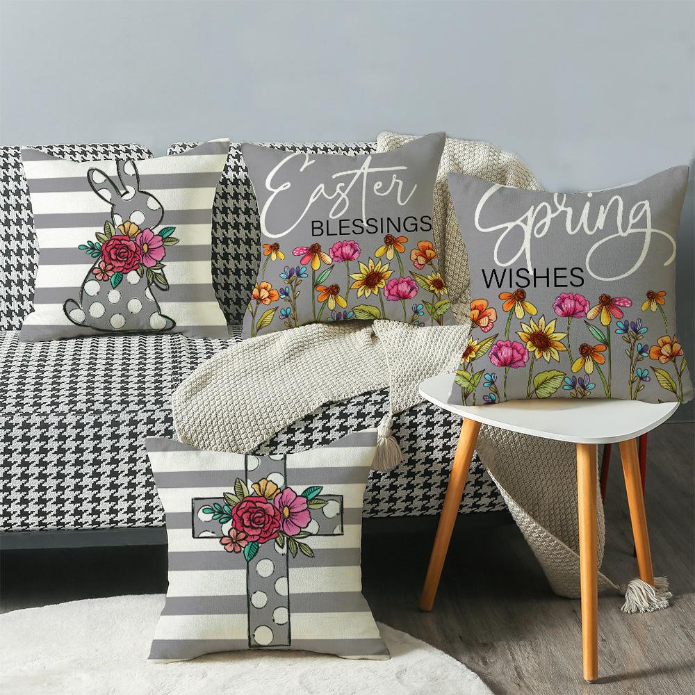 Easter Pillow Cartoon Rabbit Sofa Pillow Living Room Decoration New Printed Pillow