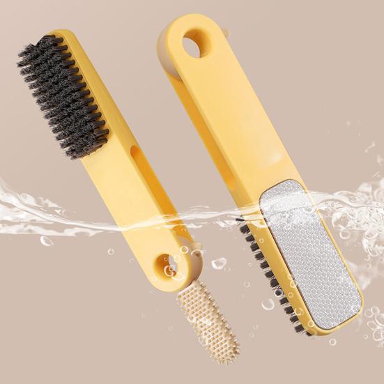 Foot Cleaning Brush Toe Gap Scrubber & Exfoliator with Long Handle Soft Silicone Bristles for Pedicure Shower & Travel Use
