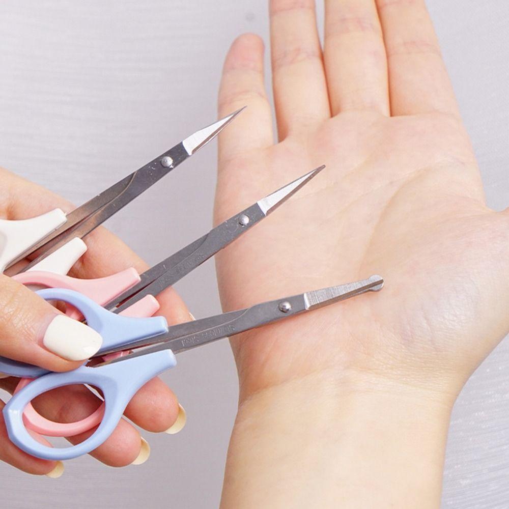 Multifunctional Beauty Makeup Scissors Stainless Steel Round Head Nose Hair Scissors Makeup Tools