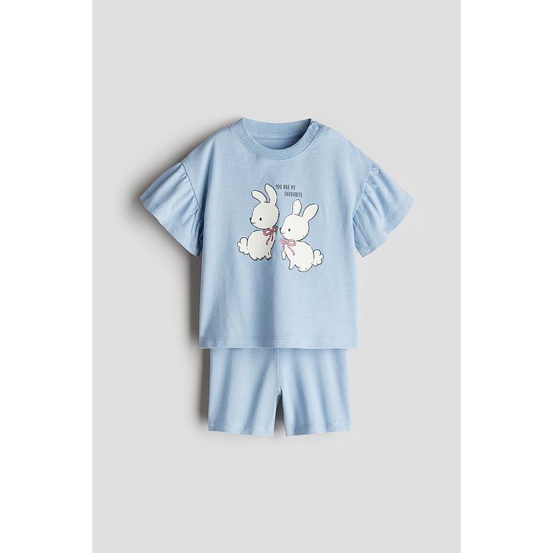 

HM Children s Clothing Infant Suit (Girl) 2-Piece 2025 Autumn New Arrival Soft Cotton Jersey Short Sleeve Shorts 1269002