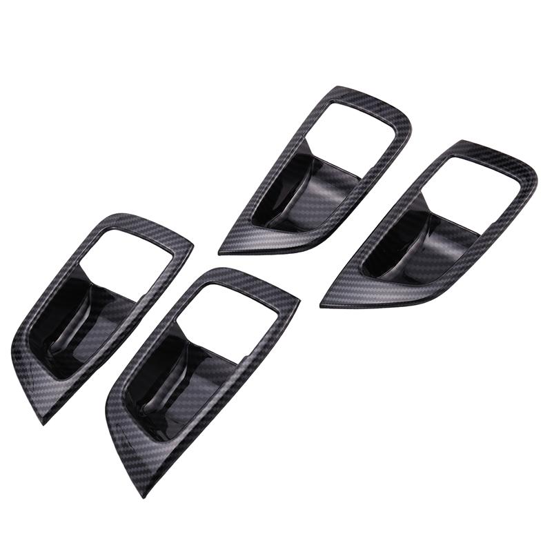 A51K-For Mitsubishi Pajero Sport  4PCS Carbon Fiber ABS Car Door Handle Bowl Protector Cover Trim Moldings Car Styling