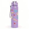 1PC Paw Print Heart Repeat Pattern 750ml Color Plastic Sports Water Bottle Leakproof Flip Straw Lid Suitable for Sports Office Home Use