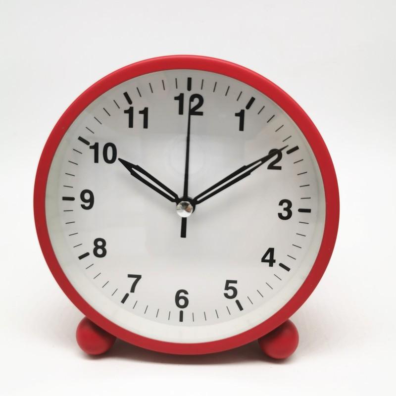 

Round Alarm Clock Study Desk Alarm Clock Pointer Type Quartz Clock Bedside Table Clock Silent Metal Seat Clock