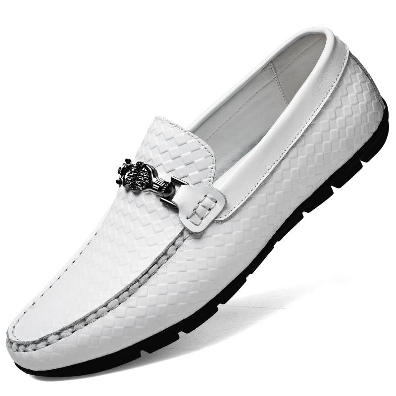 Summer Genuine Leather Mens Loafers Comfortable Flat Casual Shoes Men Breathable Slip-On Soft Driving Shoes Luxury Moccasins Man
