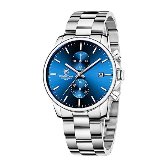 GOLDEN HOUR Fashion Business Men s Watch Stainless Steel Waterproof Chronograph Quartz Watch Men s Automatic Date, Black, 1.65 Inch, Quartz Watch,