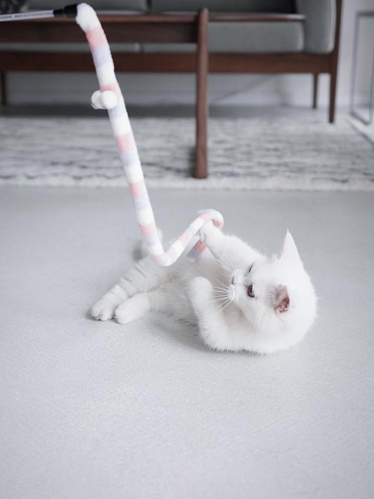Katzenspielzeug mit Federn, Katzen-Teaser-Zauberstab, interaktives Katzenspielzeug, lustige Raupe, bunter Stab, Teaser-Zauberstab, Katzenzubehör für Haustiere