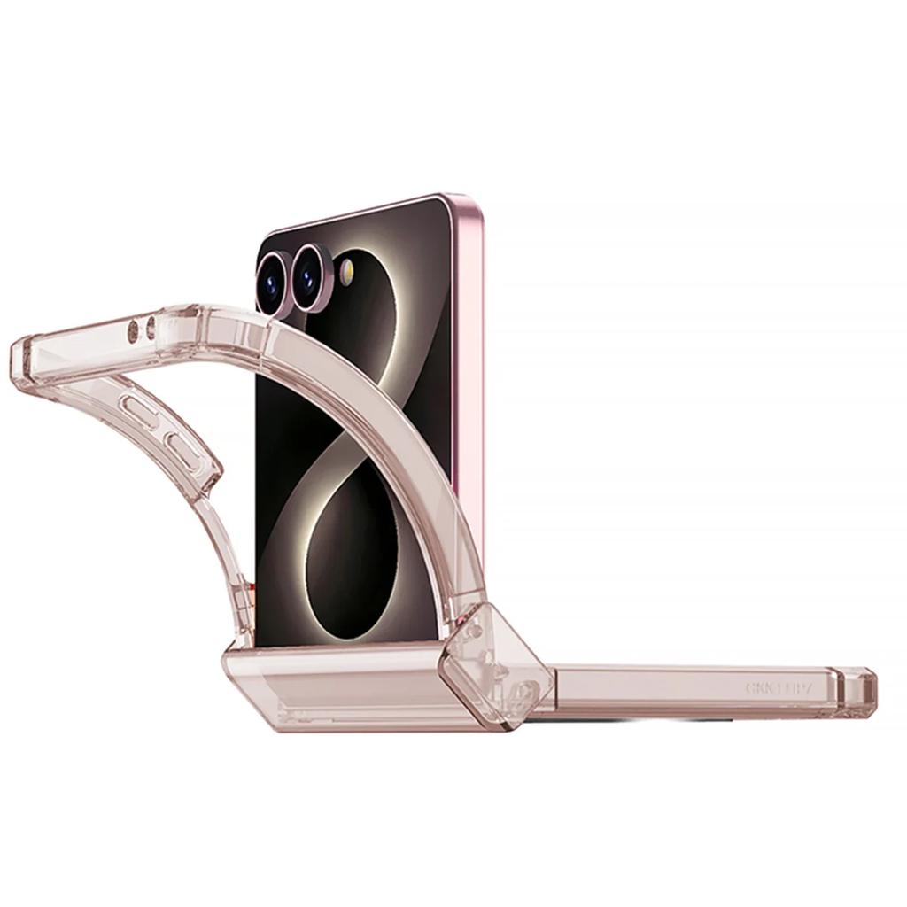 Transparent Four-corner Drop-proof Protective Hard Case with Magnetic Rotating Ring Stand for Samsung Galaxy Z Flip 8