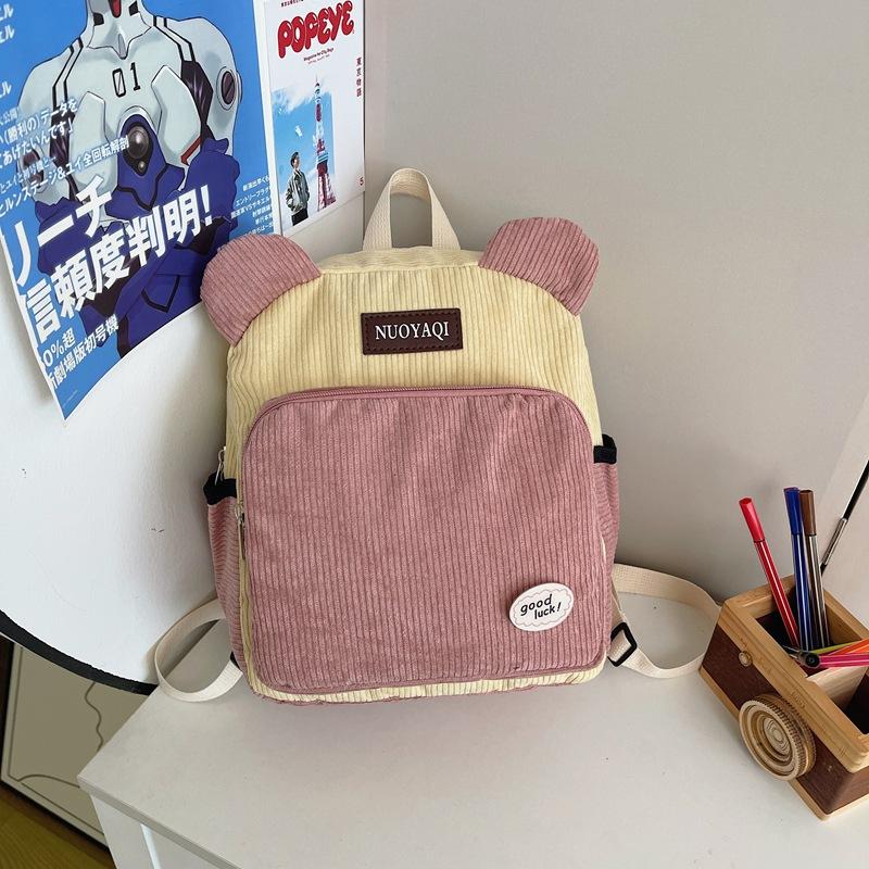 Cartoon girl backpack new cute student schoolbag flannel texture light hand bag