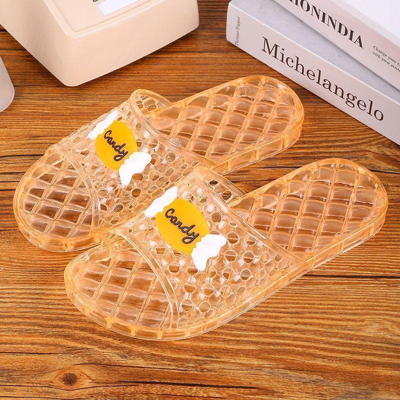 New Crystal Flat Bottom Thick Slippers Glass Slippers Women's Summer
