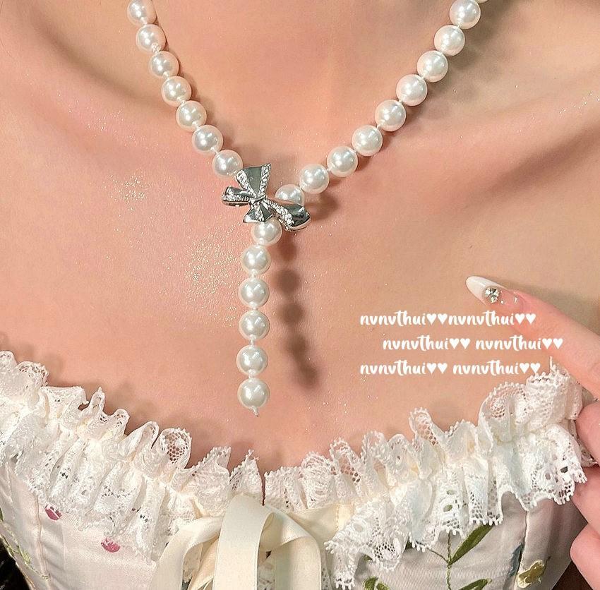 Princess On The Run, Bow Jewel Pearl Necklace, Farah, Deep Sea Beads, Butterfly Zircon Ring Set