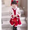 Girls' Winter New Year Hanfu: Fleece-lined Chinese Style Tang Suit for Toddlers and Children.