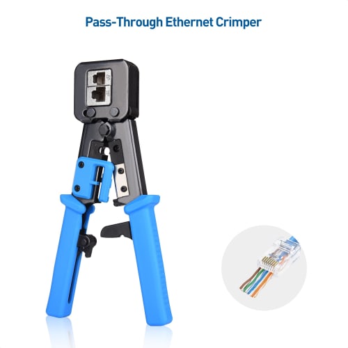 Cable Matters Crimping Pliers, LAN Connector Crimping Pliers, RJ45 Modular Crimping Tool, Penetrating Type, Compatible with RJ45/RJ11/RJ12 8P/6P CAT6/