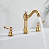 Schwarzer Massivmessing Badezimmer Waschbecken Armatur Antikmessing Küchenspüle Wasserhahn Doppelgriffe 3 Stück Waschbecken Armaturen