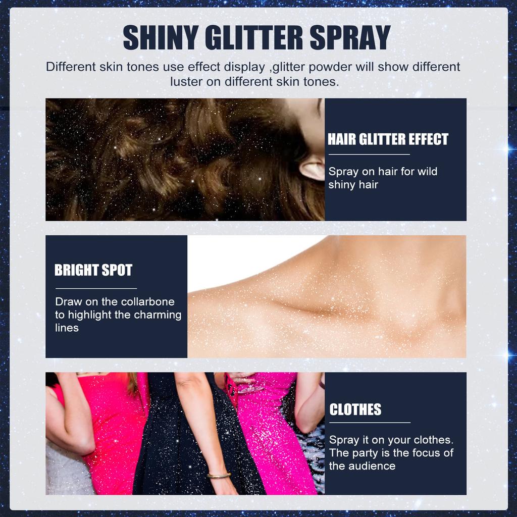 1 KS Diamantový tekutý třpytivý pudr ve spreji, Rozjasňovač na tělo, Make-up rozjasňovač na obličej, Lesk, třpyt, záře, Make-up na obličej, tělo, vlasy, pro každodenní nošení, na párty