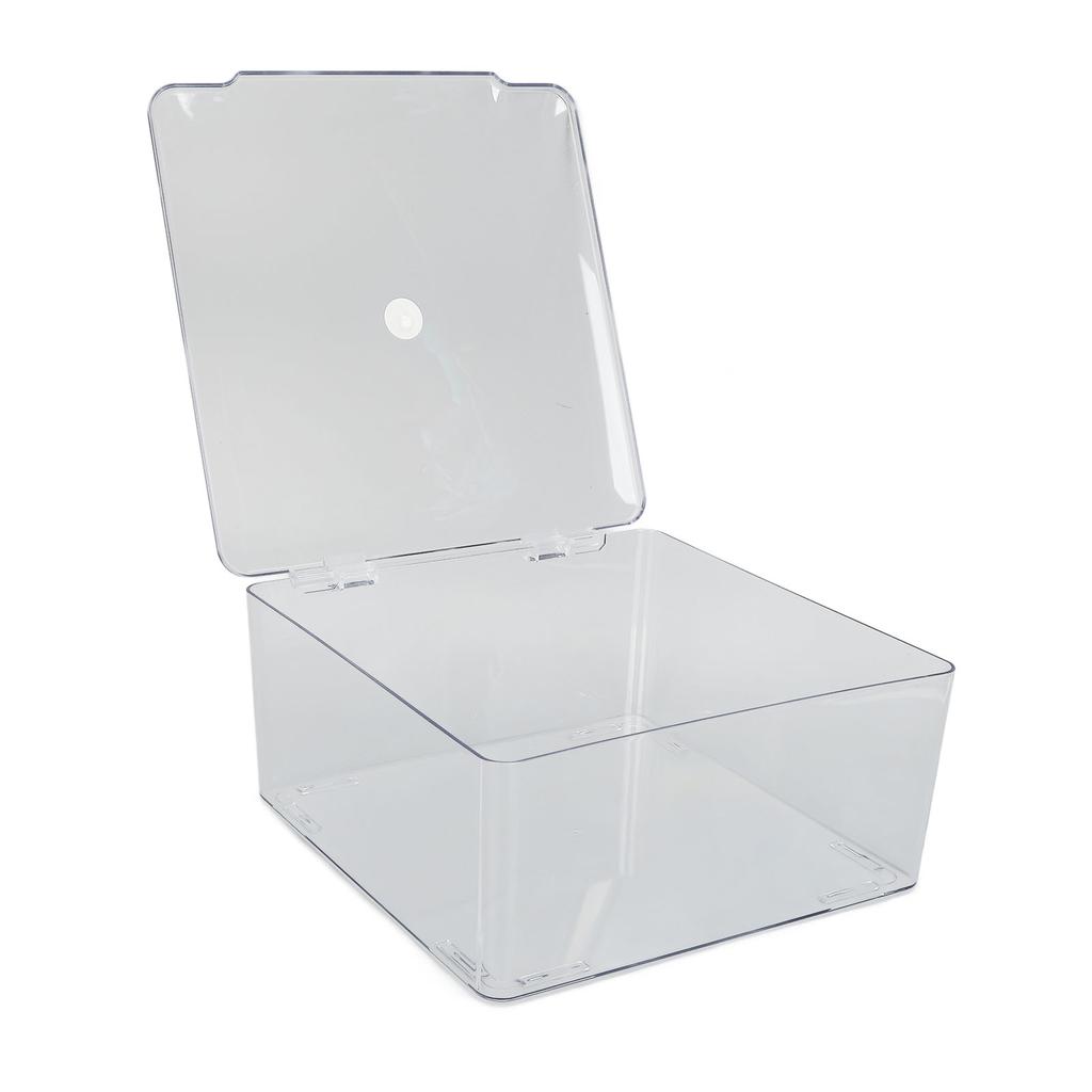 Cosmetic Storage Box Containers with Hinged Lid Dust Proof Large Capacity Space Saving Clear Plastic Case