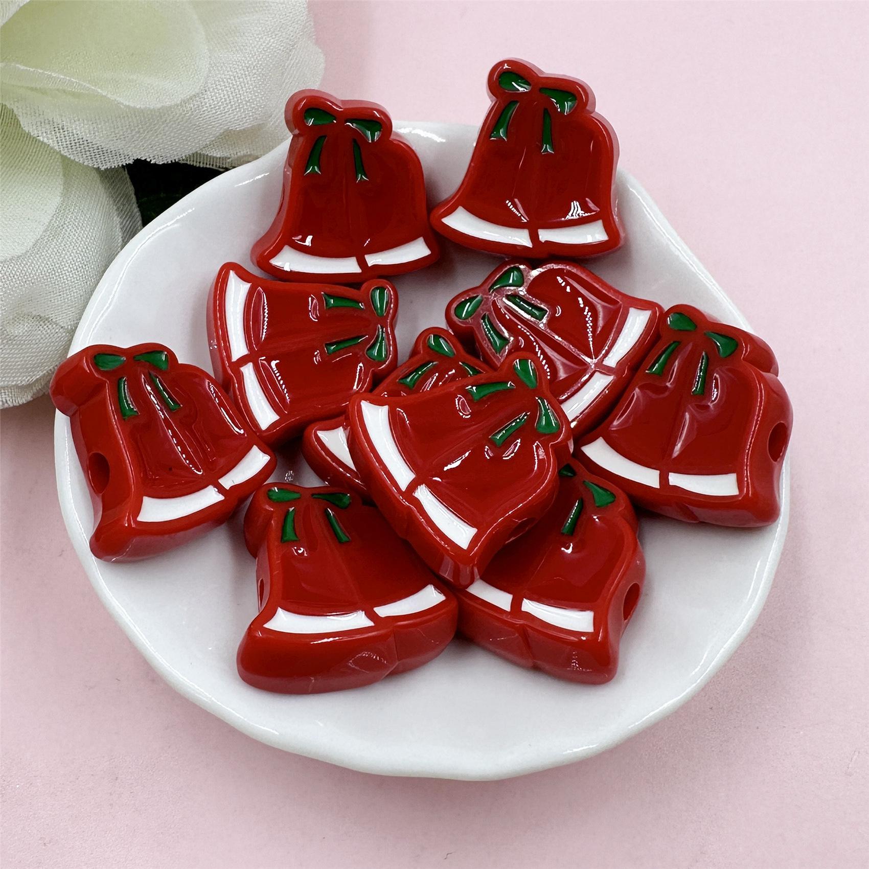 

Высококачественные материалы, акриловые ожерелья, аксессуары, 10 шт., цепочки для мобильных телефонов, акриловые ячейки для рождественской елки, капельное масло, свободные головки, браслеты «сделай сам» Red bell