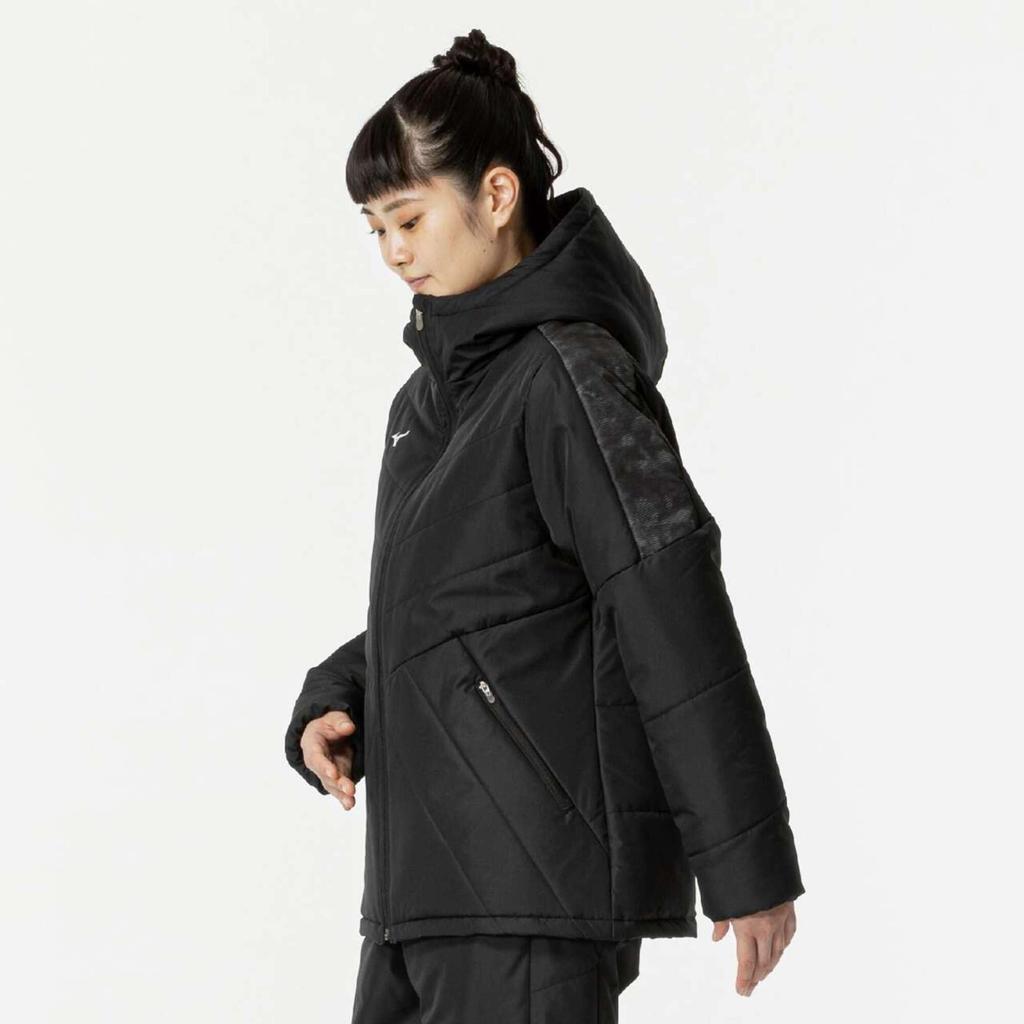 Mizuno Breath Thermo Training Insulated Black Wear, Coat, Moisture-Wicking, Heat-Generating, Water-Repellent, 32MEB835, Women's,