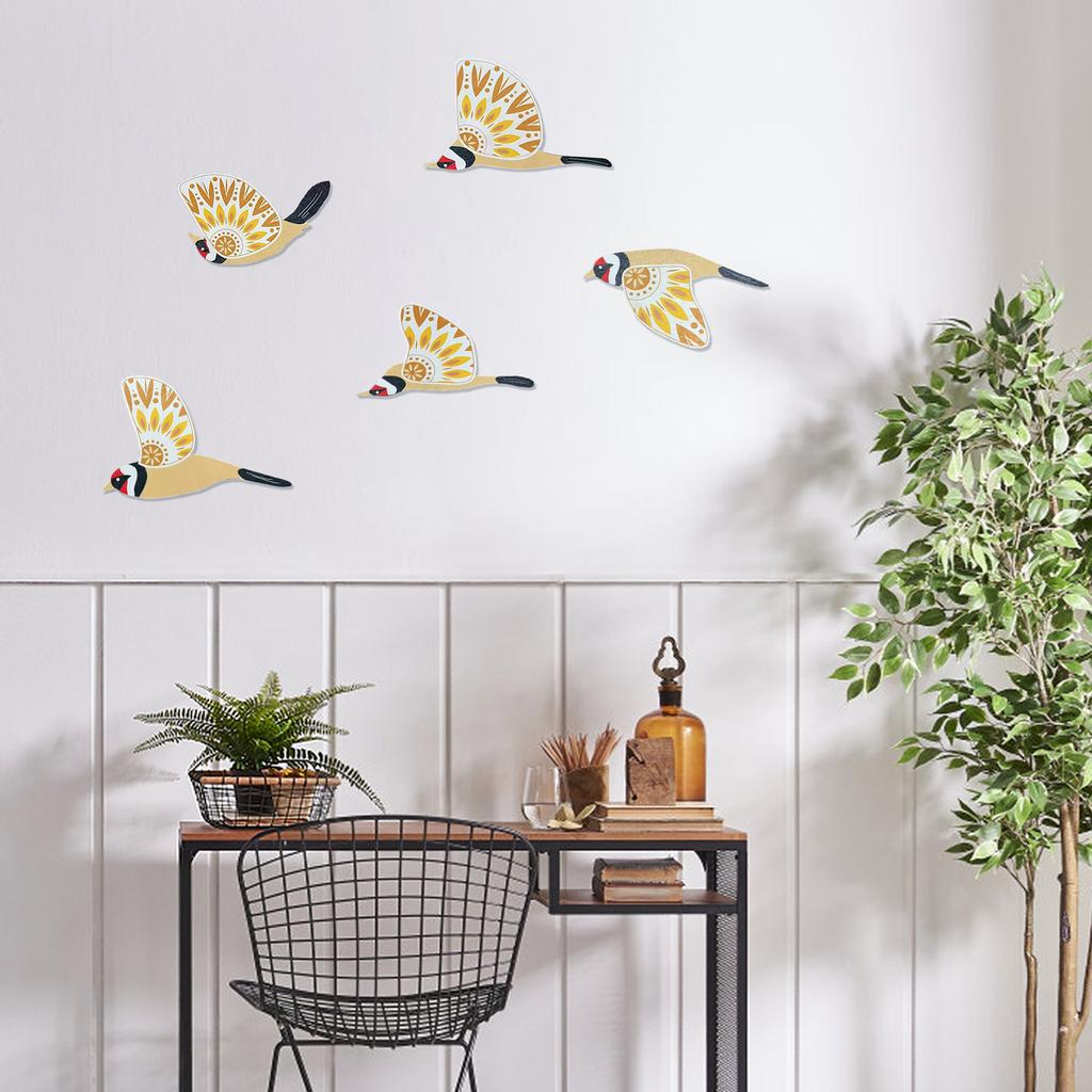5Pcs Wooden Flying Bird Wall Decor for Living Room Home