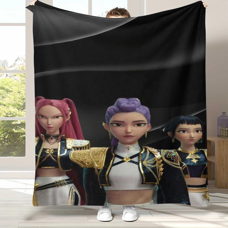Manta de Franela K-Pop Demon Hunters Golden Saja Boys, Manta de Felpa Ultra Suave y Cálida para Hogar Dormitorio Cama Sofá Oficina Picnic