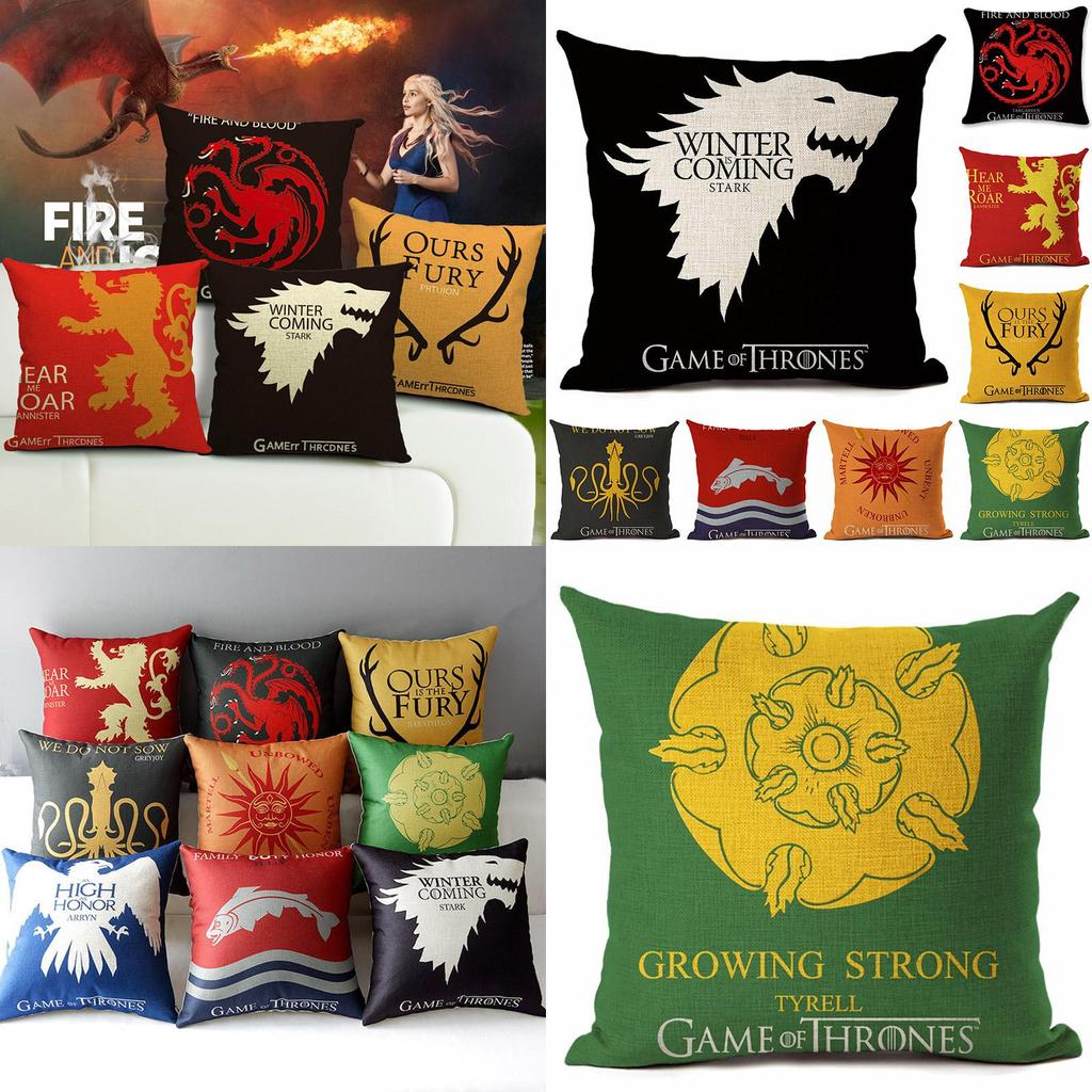 Game Of Thrones Themed Cotton Linen Pillow Cover For Winter Decor Sofa Home Car