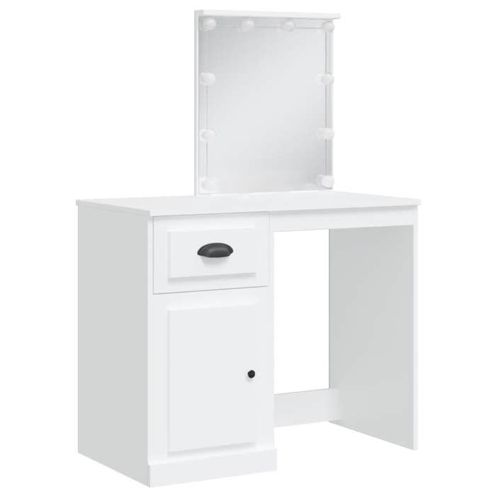 VidaXL Coiffeuse avec Lumières LED, Table de Maquillage avec Miroir et Tiroir, Table Cosmétique avec Compartiment, Meuble de 834970