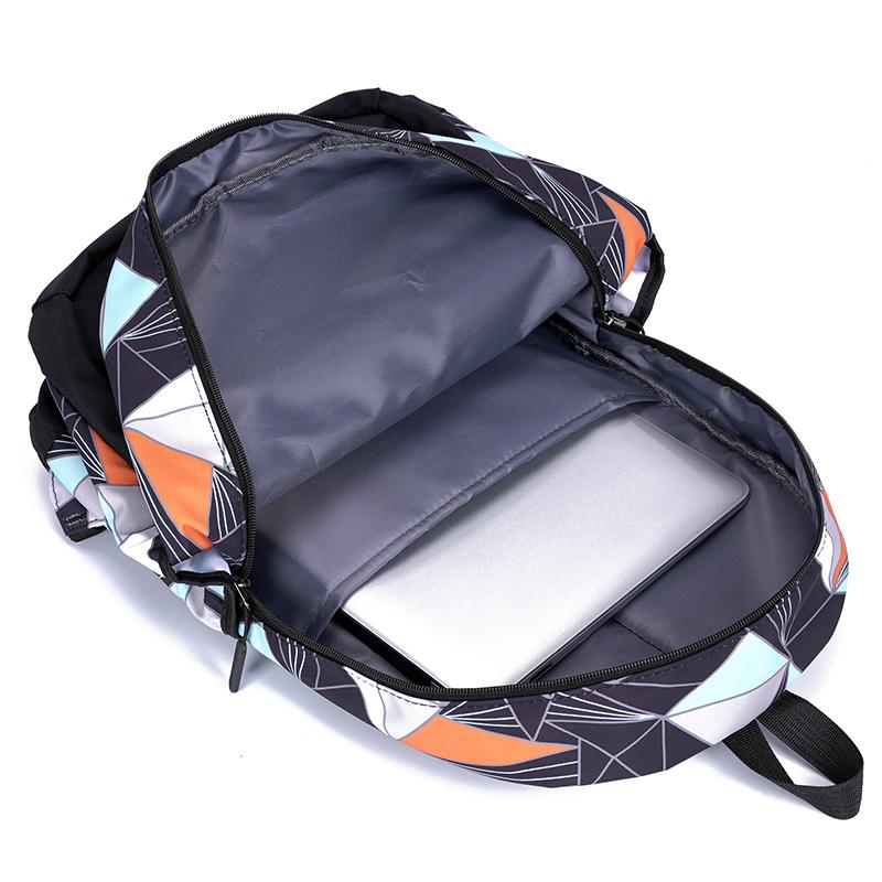 Middle School Schoolbag Geometric Printed Large Capacity Girls Boys Backpack
