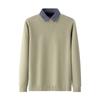 New Men's False Two Pieces Knitwear Business Lapel Fashion Solid Color Knitted Sweater Young and Middle-Aged Shirt Collar Top