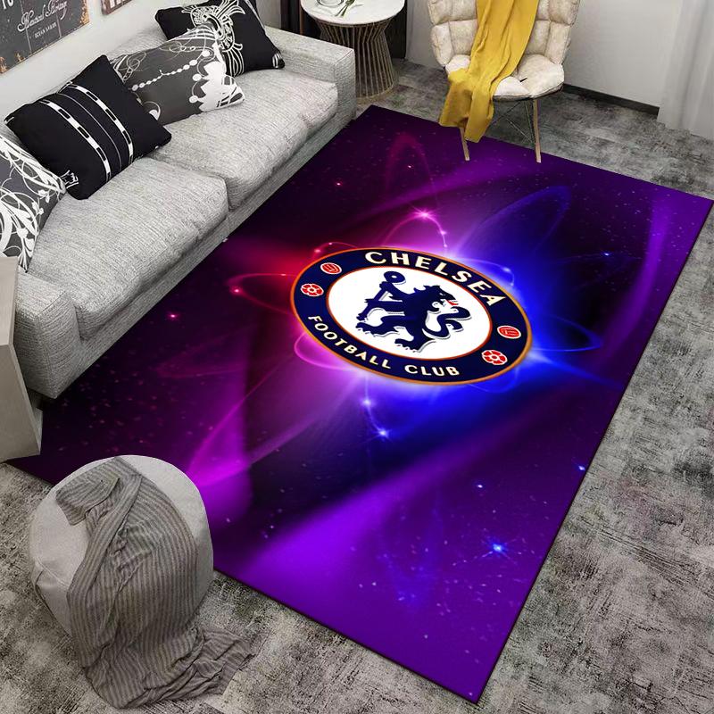 Chelsea Football Club Logo Carpet with Purple and Blue Neon Design Suitable for Use As an Anti-slip for Living Room Bedroom Sofas