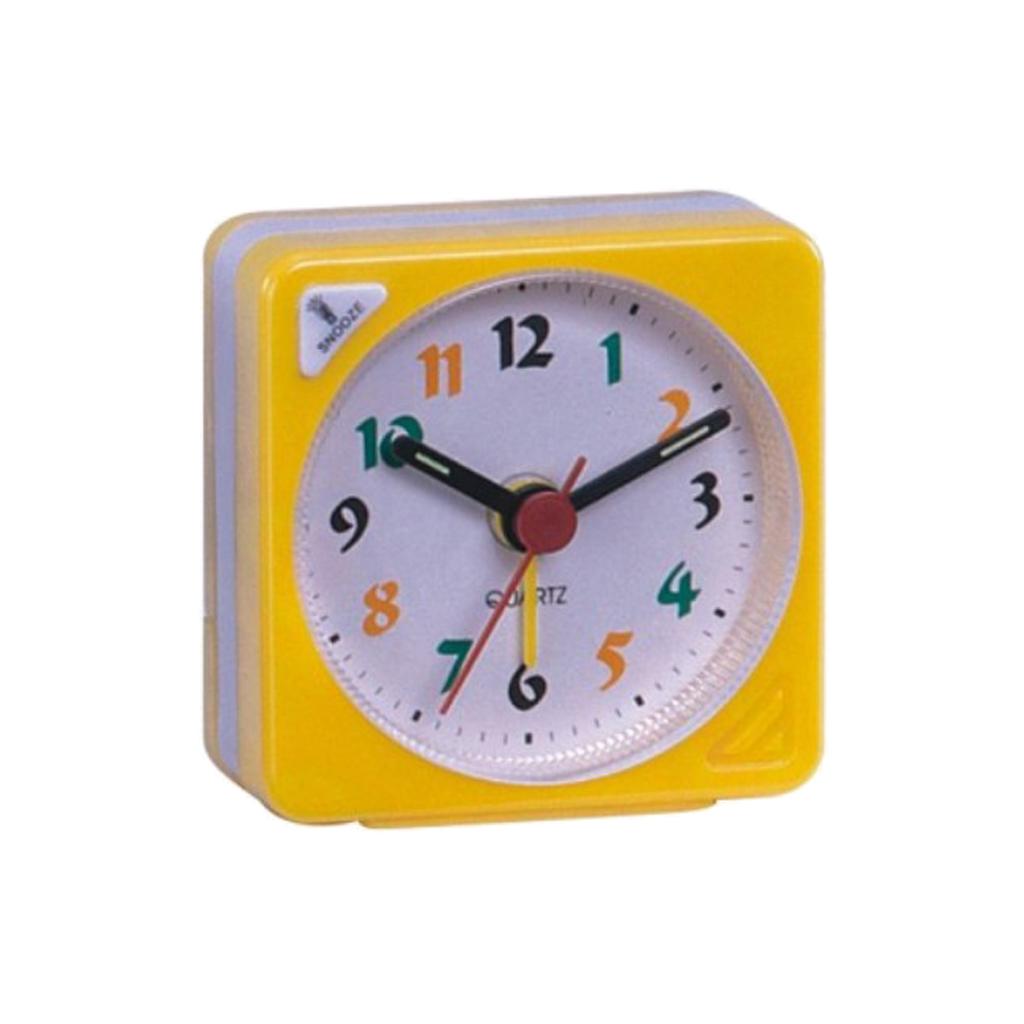 Classic Mini Battery Alarm Clock Small Sauqre Travel Clock with Light and Snooze Function for Home Bedroom