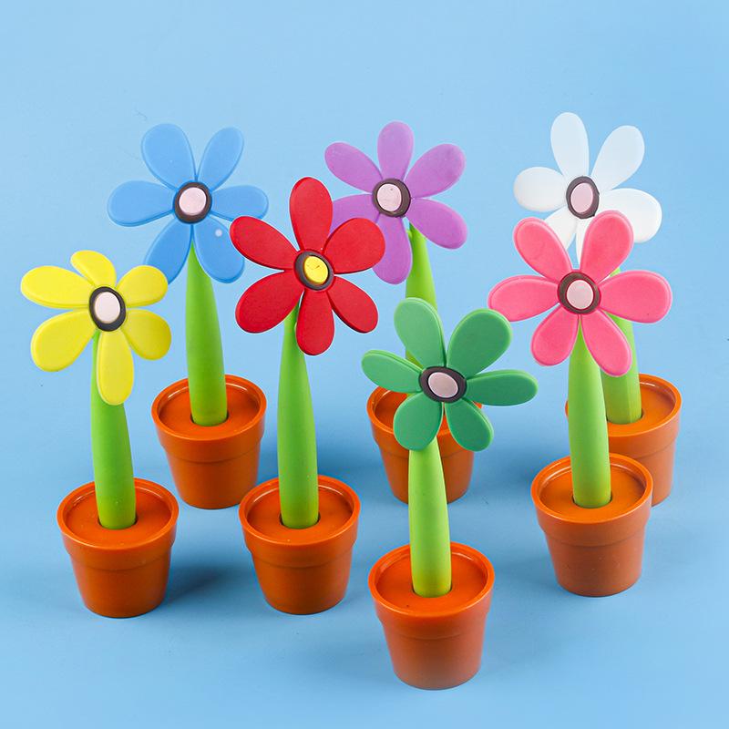 1 Piece Potted Plants Sunflower Ballpoint Pen Cute Kawaii Stationery Office School Supplies Creative Gift Funny