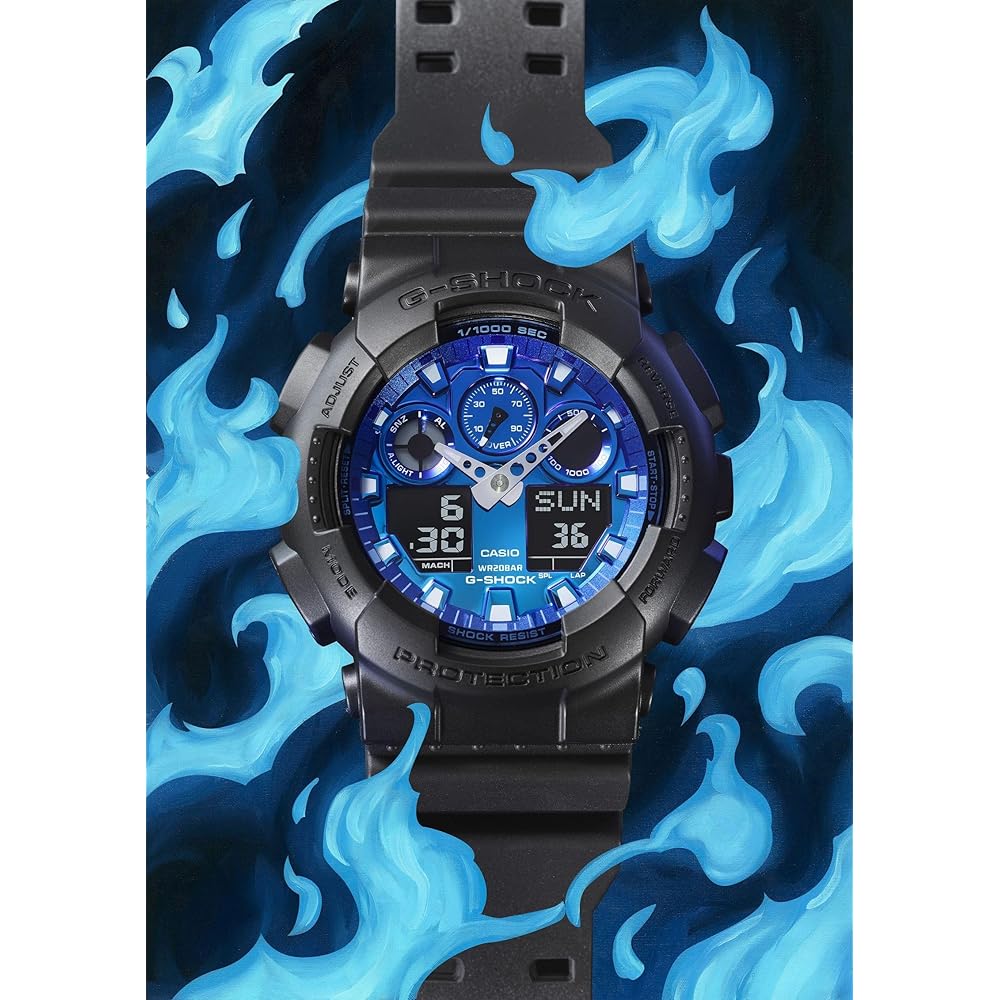 Casio G-Shock GA-100FL-1AJF Men's Watch Black Flame Inside Series 200m Water Resistant