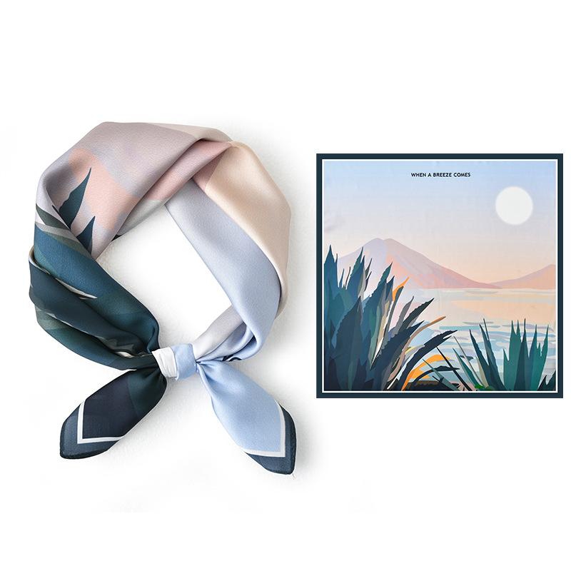 53*53cm Moteskjerf dame simulert silke firkantskjerf pannebånd