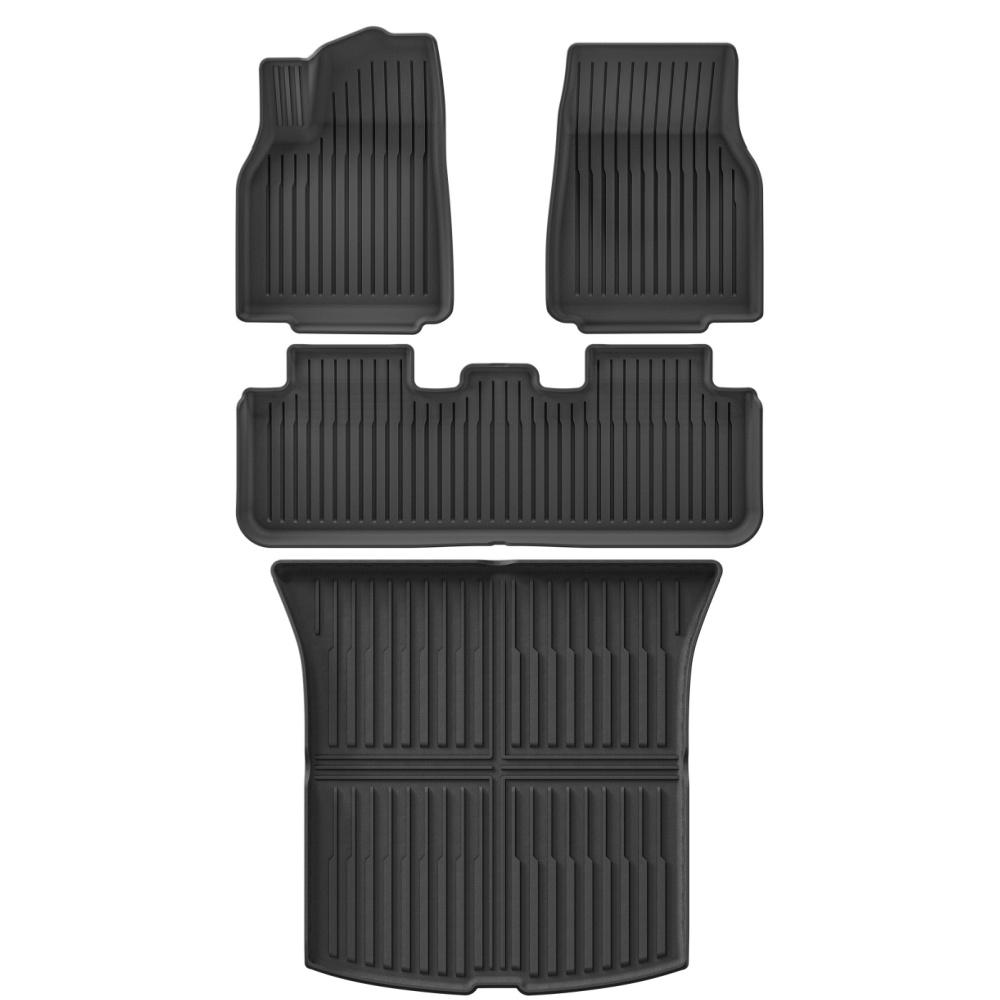 LUCKEASY Floor Mats for New Tesla Model Y 5seats Launch 2025+ Juniper TPE Cargo Liner Trunk Mats Backrest Pad Protection Black