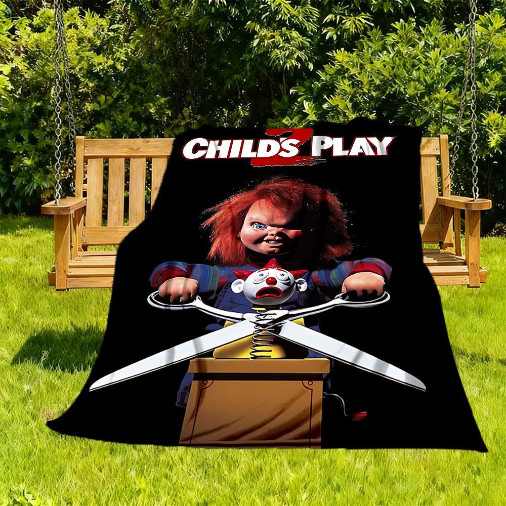 1pc Chucky Outdoor Blanket Lightweight Flannel, Soft & Warm, All Season Use for Sofa, Outdoor, Camping, Living Room, Office, Chair